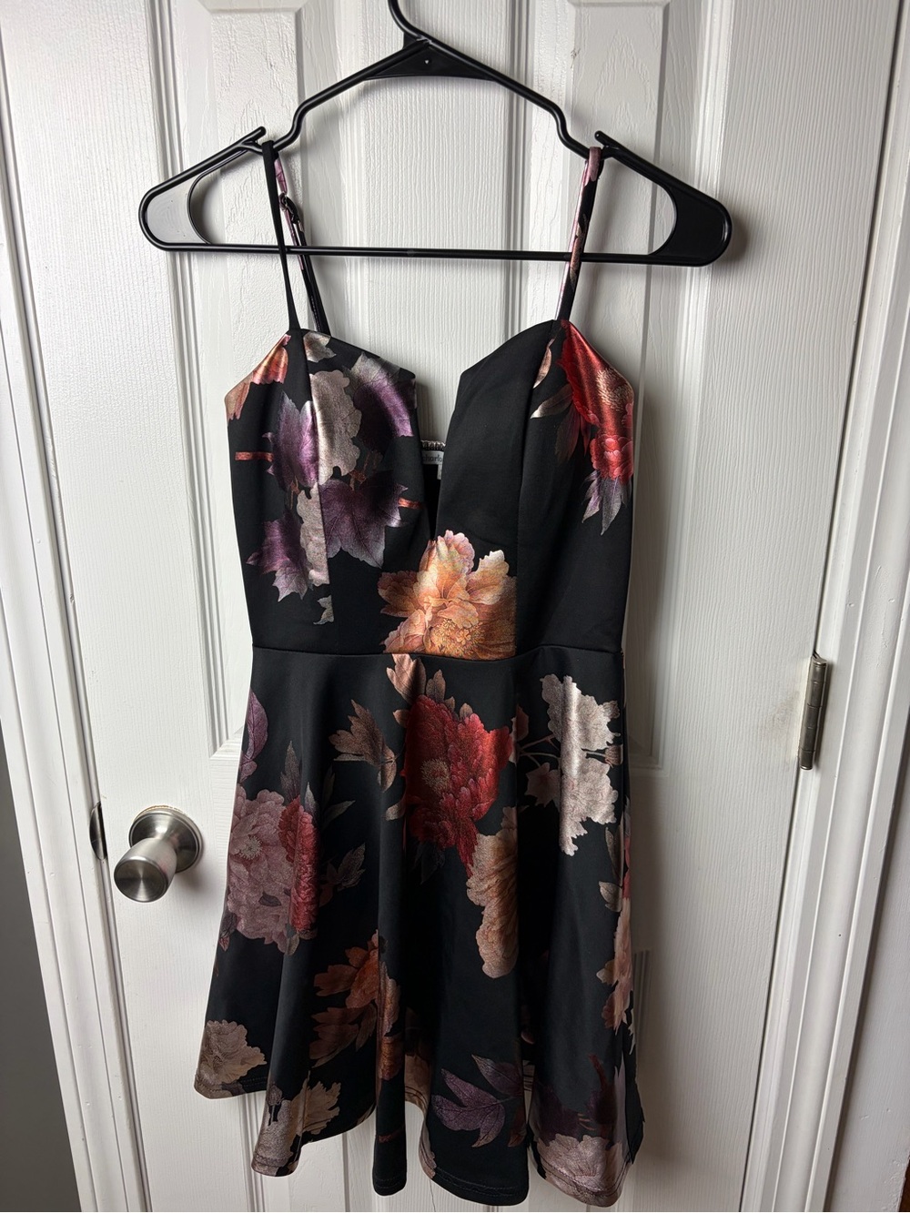 Charlotte Russe Black Mini Dress with Multicolor Floral Print
